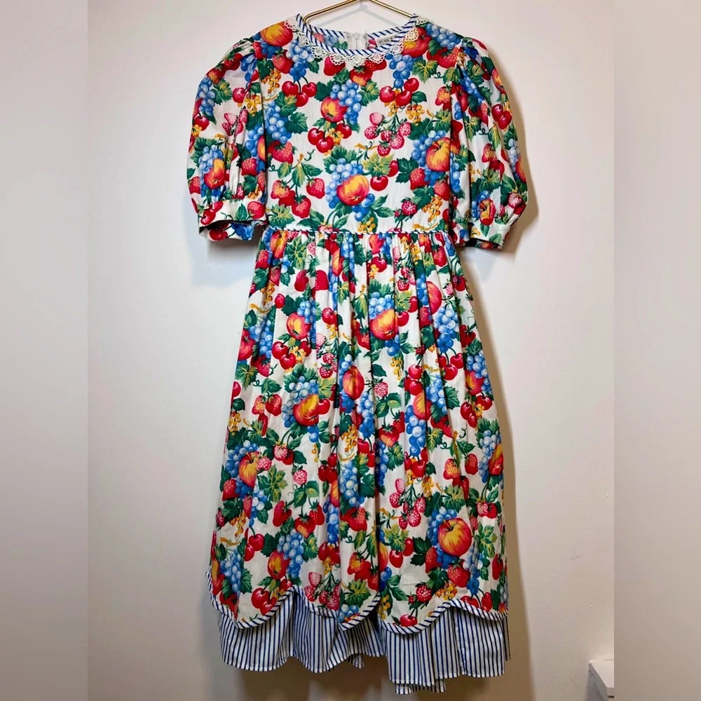 Ruth of Carolina Girls Floral Multi Color Long Dress With Matching Hat 8